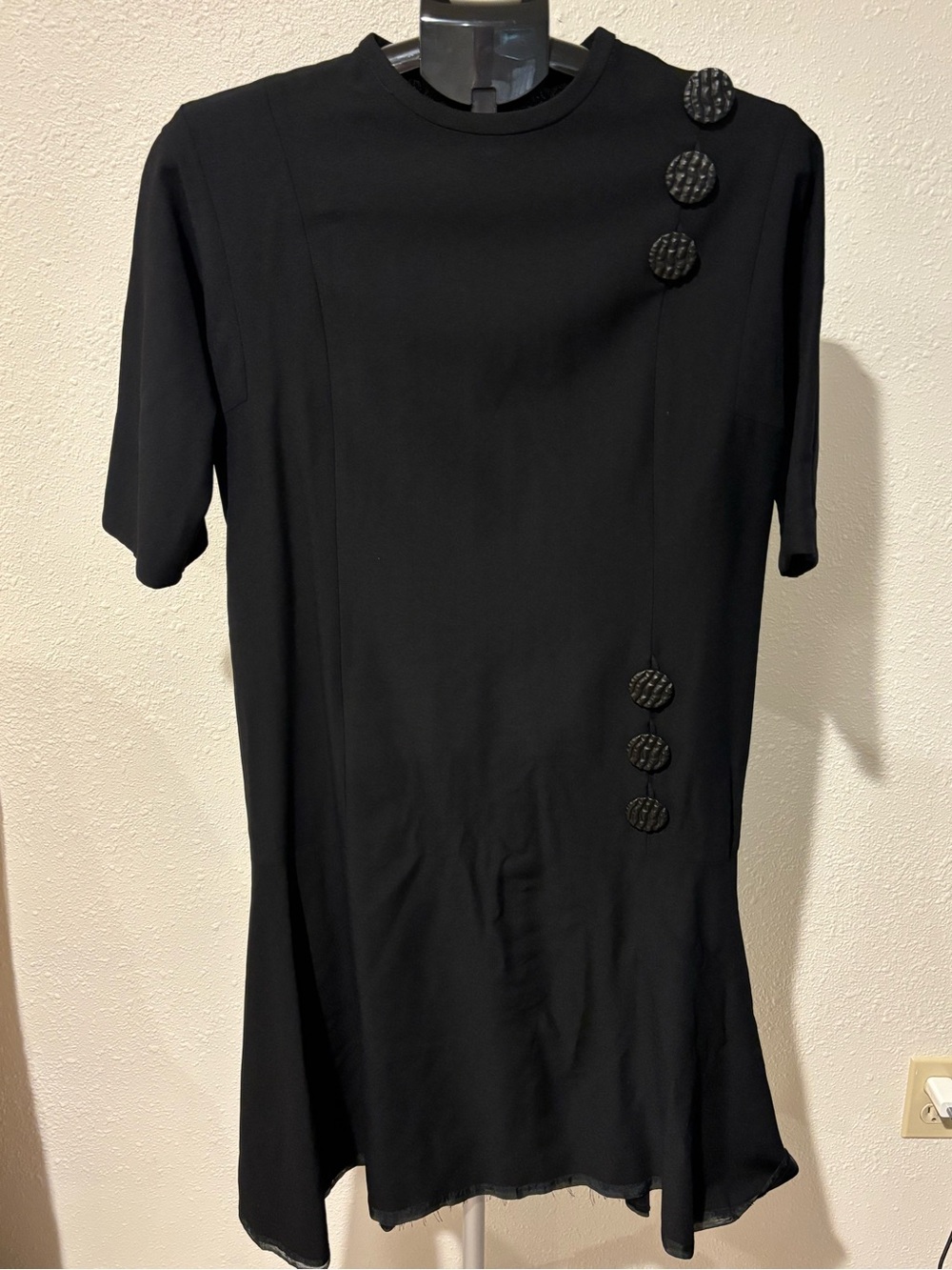 Vintage Jeannette Alexander California Black Dress Statement Buttons